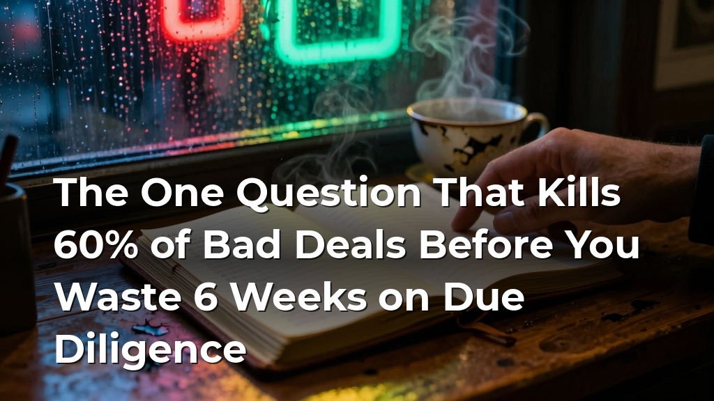 The One Question That Kills 60% of Bad Deals Before You Waste 6 Weeks on Due Diligence