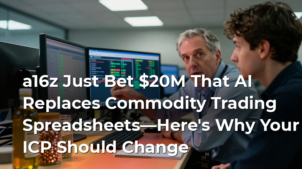 a16z Just Bet $20M That AI Replaces Commodity Trading Spreadsheets—Here's Why Your ICP Should Change