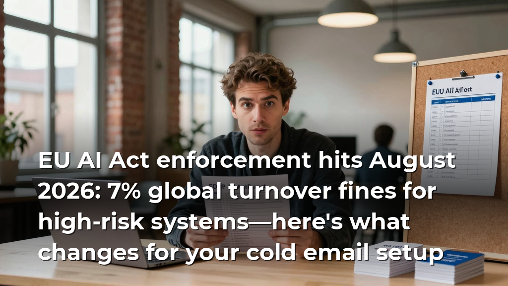 EU AI Act enforcement hits August 2026: 7% global turnover fines for high-risk systems—here's what changes for your cold email setup