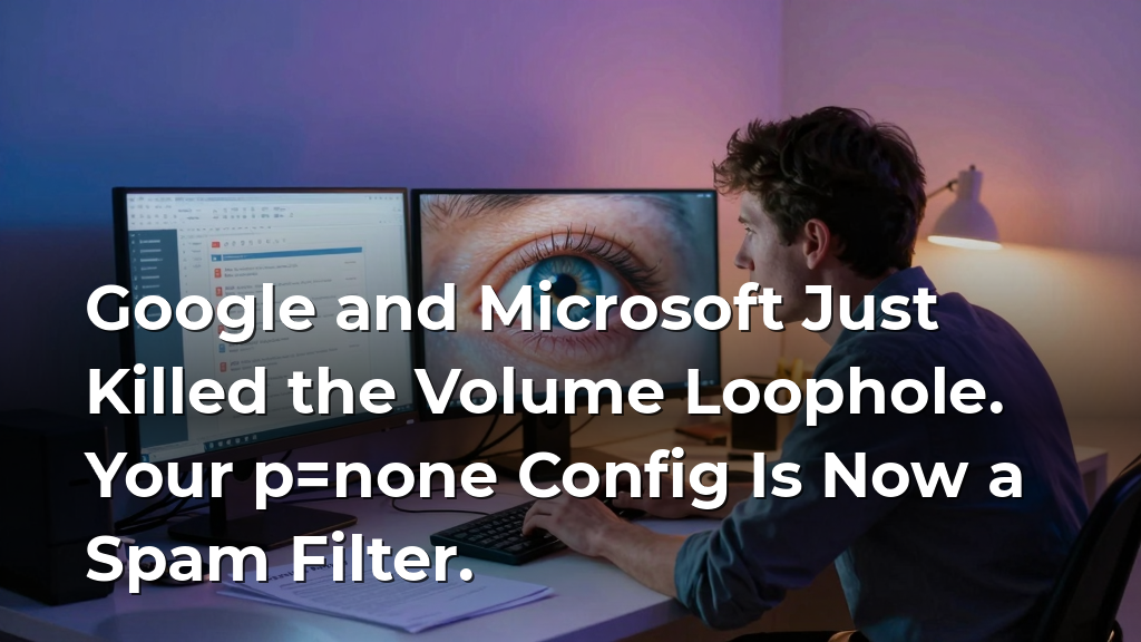 Google and Microsoft Just Killed the Volume Loophole. Your p=none Config Is Now a Spam Filter.