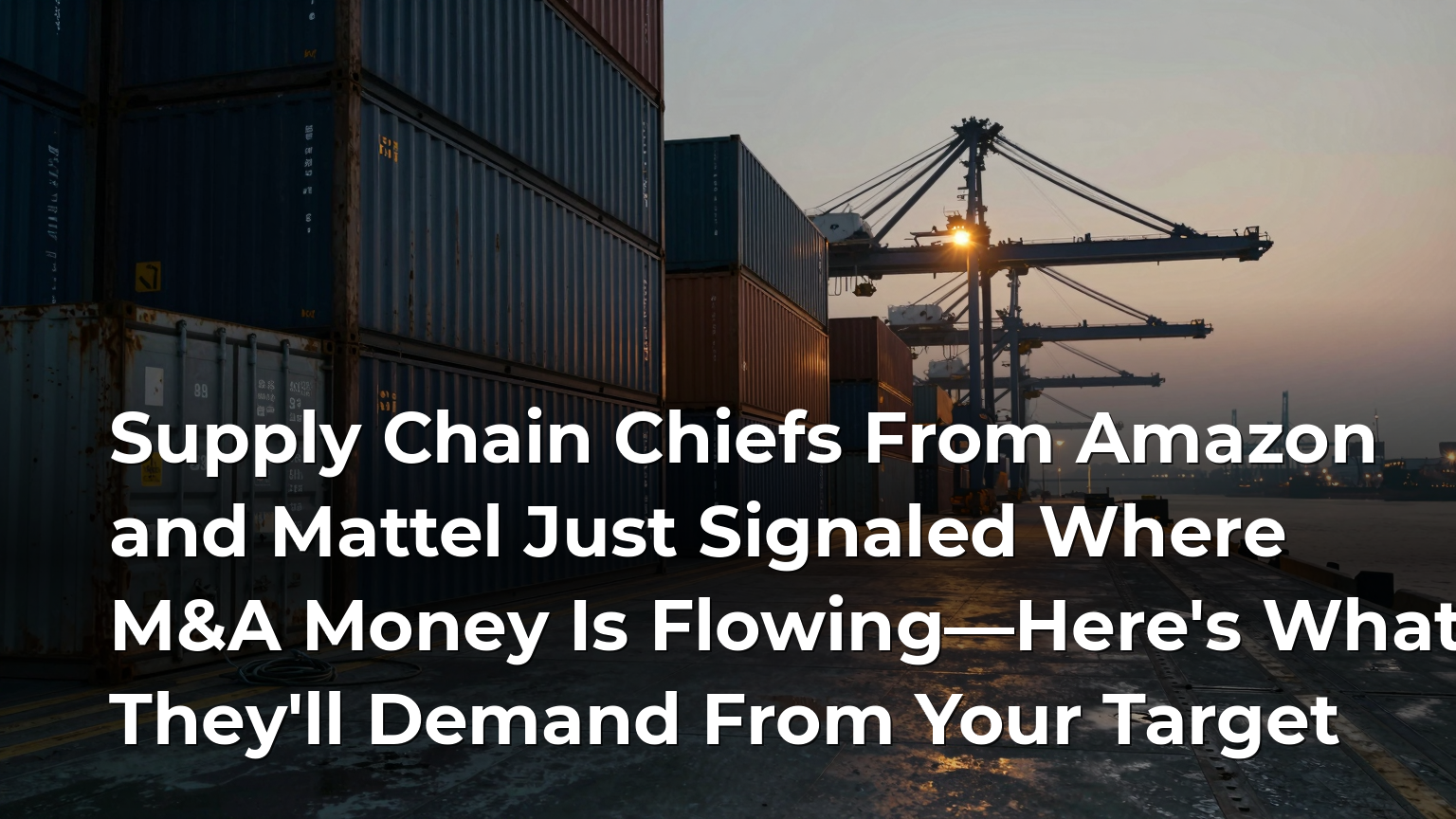 Supply Chain Chiefs From Amazon and Mattel Just Signaled Where M&A Money Is Flowing—Here's What They'll Demand From Your Target